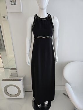Rachel Zoe Black Stud-Trim Maxi Dress, Worn By Phoebe On GGTD, Size 4